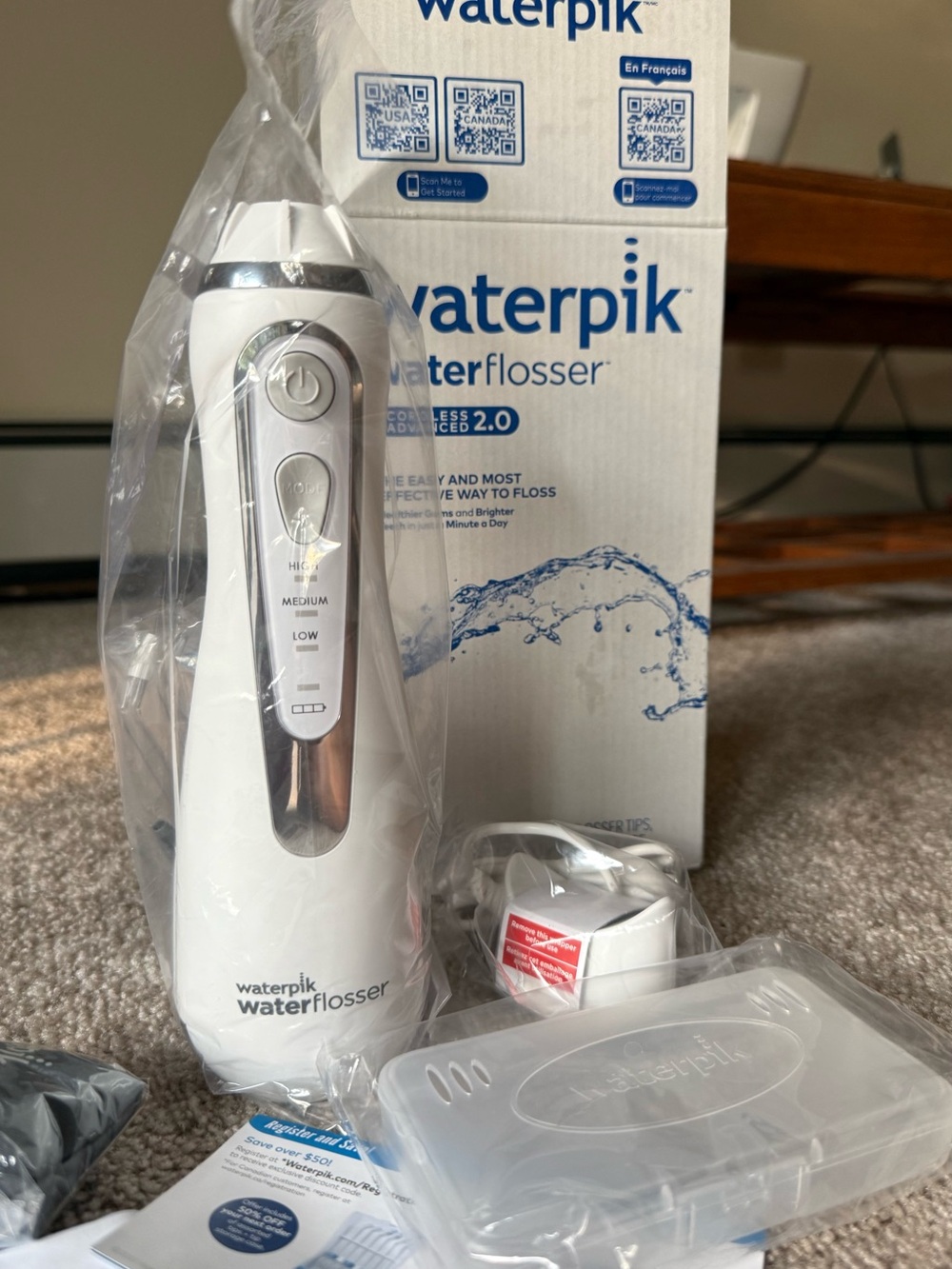 Waterpik 2.0 Cordless Advanced Water Flosser for Teeth & Gums WHITE